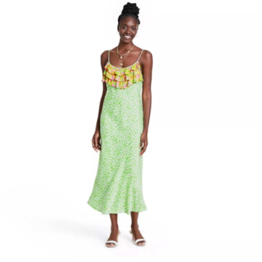 Rixo Green Animal Print Dress Brand New With Tags - Picture 2 of 10
